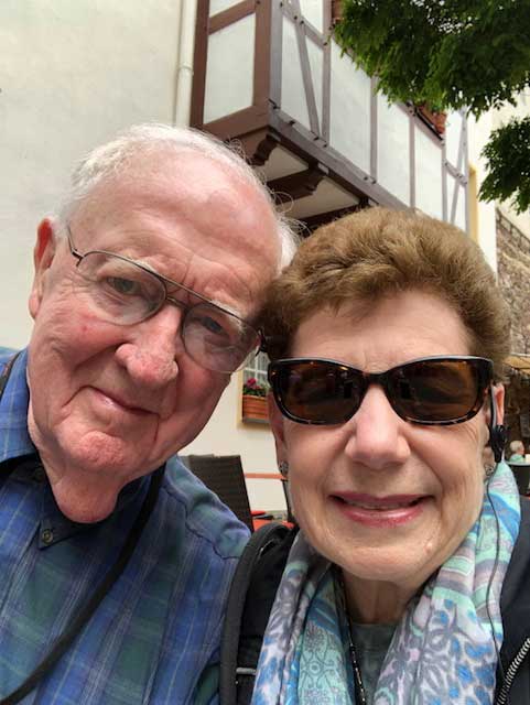Senior couple on vacation on a Danube river cruise